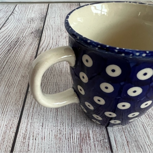 Polish Pottery Boleslawiec Blue Polka Dot Mug - Picture 3 of 5